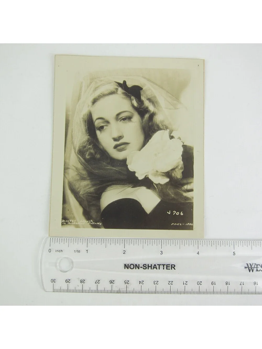 Dorothy Lamour Photograph Flower Black Dress 5x4 Actress Singer Vintage 1943
